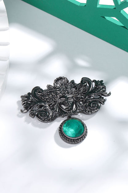 Grey Brass Medusa Brooch
