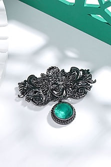 Grey Brass Medusa Brooch