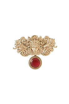 Gold Brass Medusa Brooch