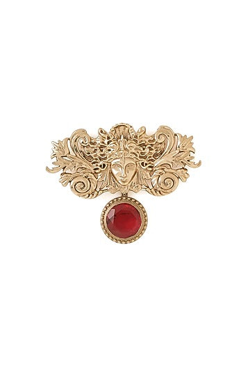 Gold Brass Medusa Brooch