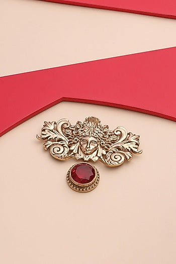 Gold Brass Medusa Brooch