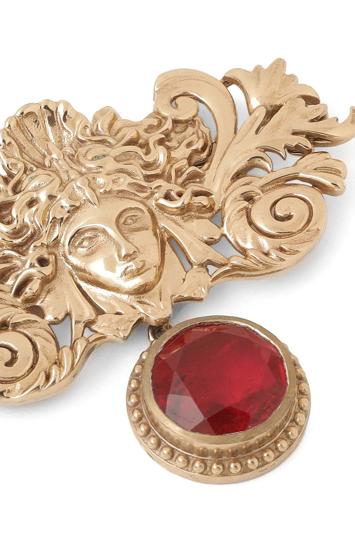 Gold Brass Medusa Brooch