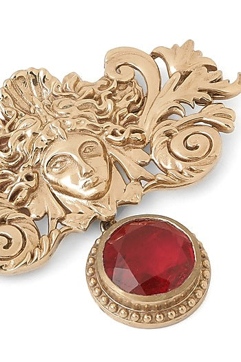 Gold Brass Medusa Brooch