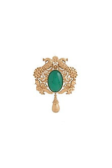 Gold Brass Peacock Brooch