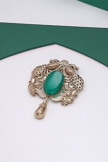 Gold Brass Peacock Brooch