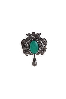 Grey Brass Peacock Brooch