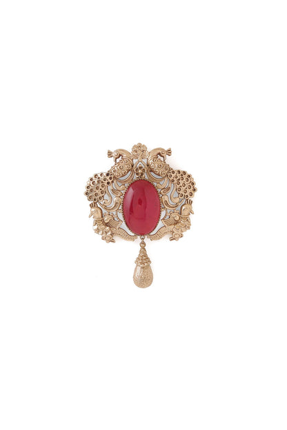 Gold Brass Peacock Brooch