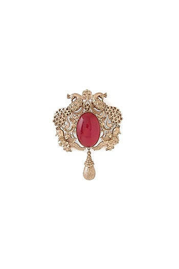 Gold Brass Peacock Brooch