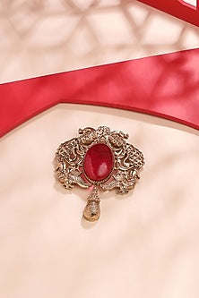 Gold Brass Peacock Brooch