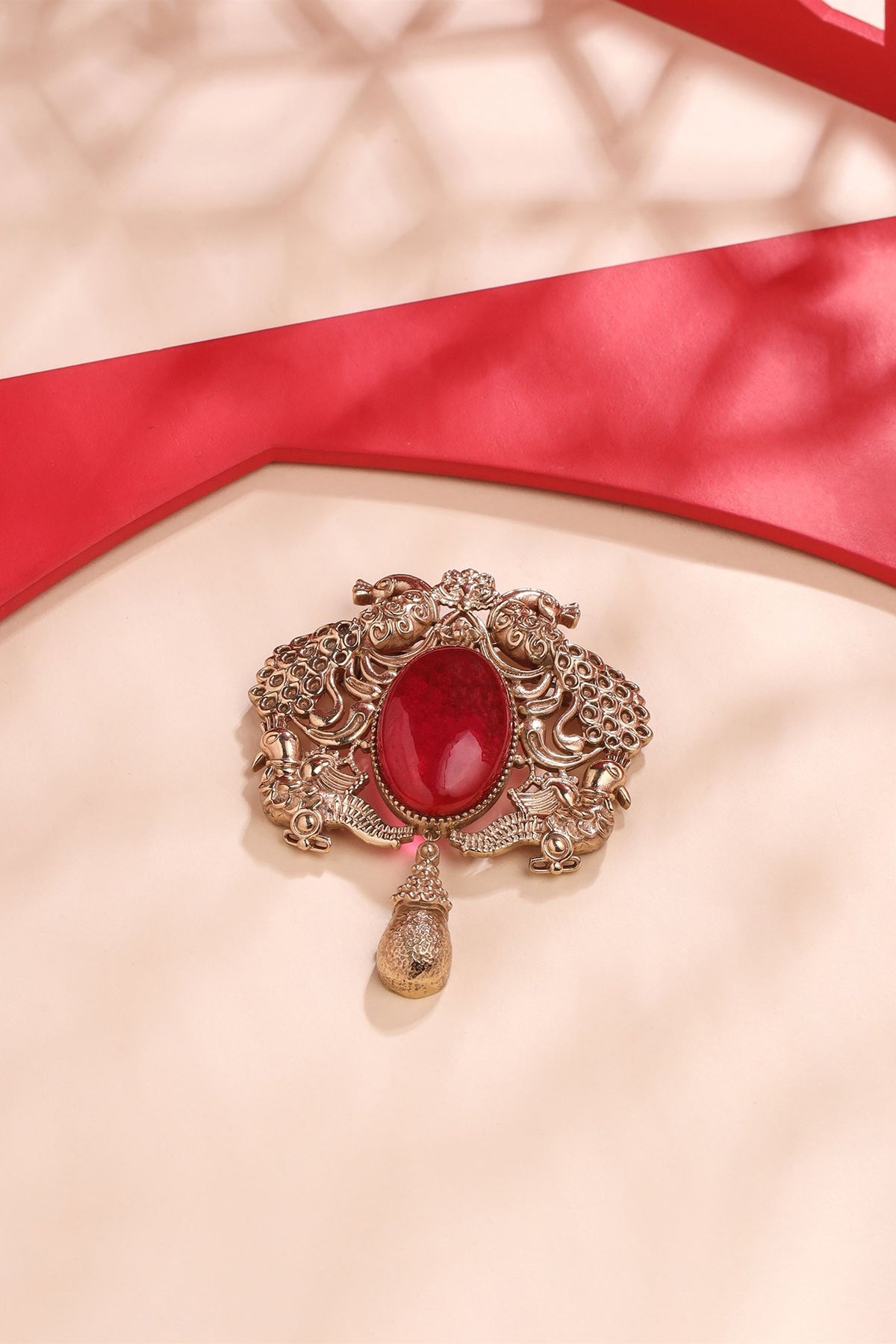 Gold Brass Peacock Brooch
