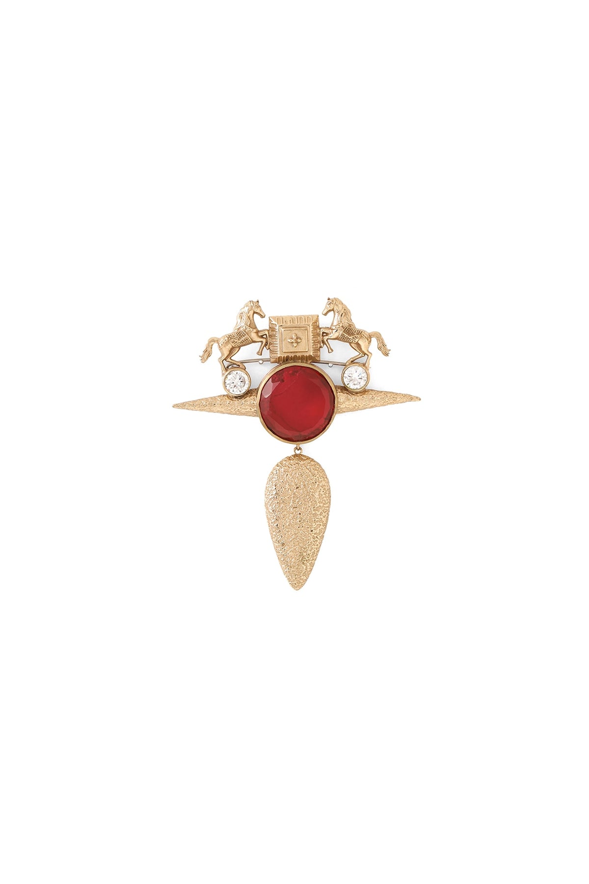 Gold Brass Horse Brooch