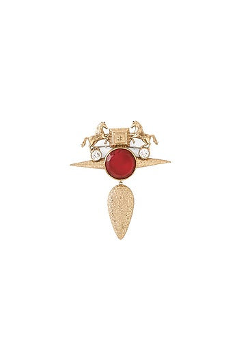 Gold Brass Horse Brooch