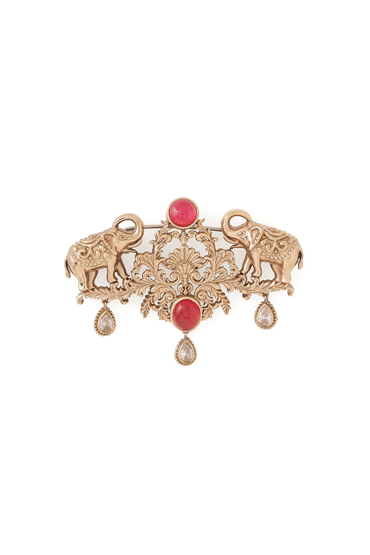 Gold Brass Elephant Brooch