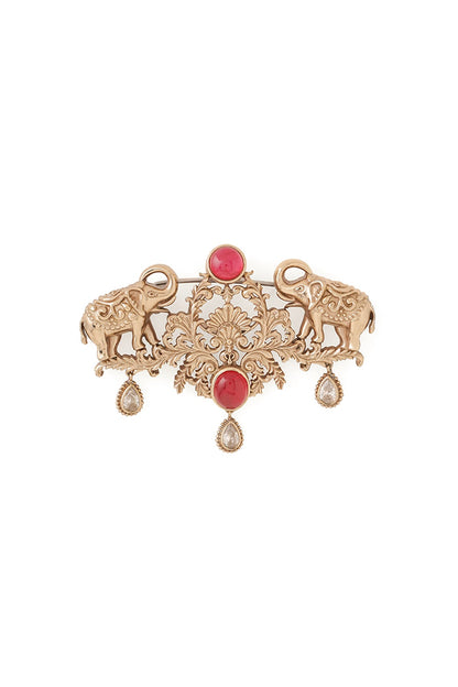 Gold Brass Elephant Brooch