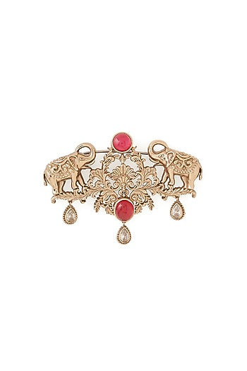 Gold Brass Elephant Brooch