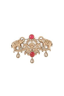 Gold Brass Elephant Brooch