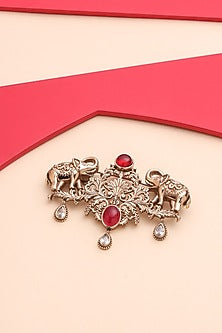 Gold Brass Elephant Brooch