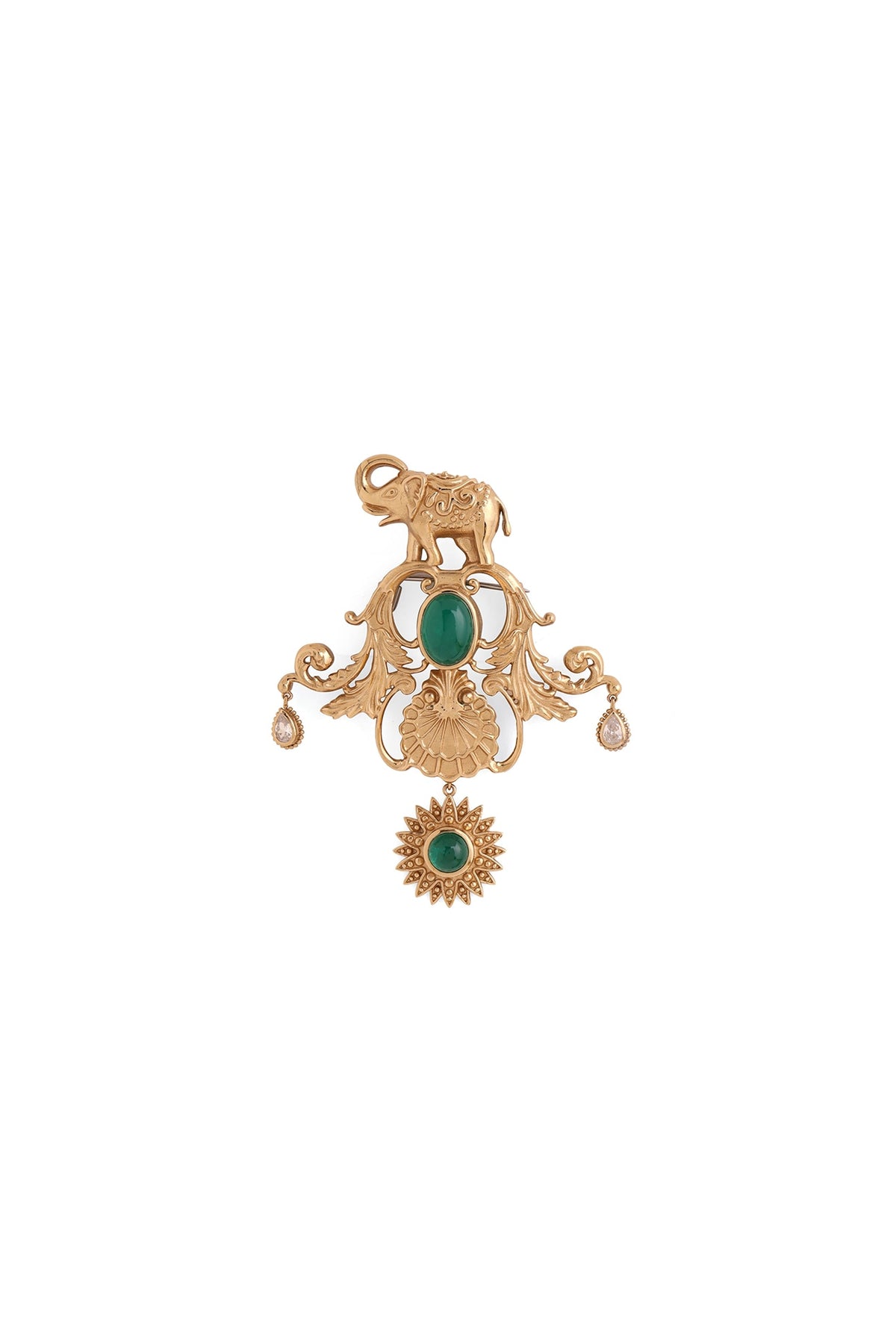 Gold Brass Elephant Brooch