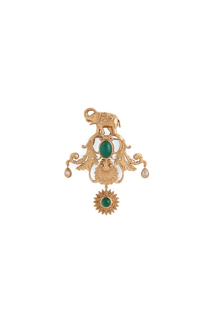Gold Brass Elephant Brooch
