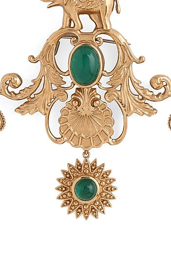 Gold Brass Elephant Brooch