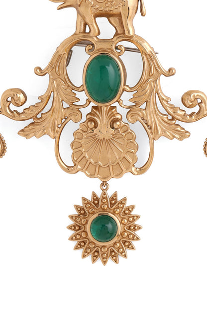 Gold Brass Elephant Brooch