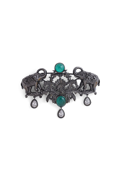 Grey Brass Elephant Brooch