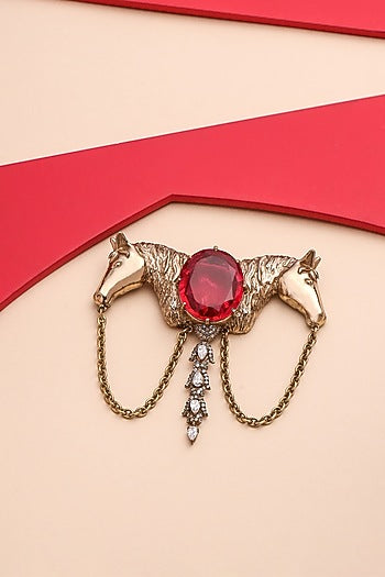 Gold Brass Horse Brooch