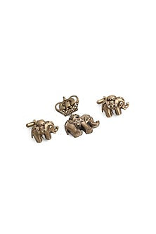 Antique Gold Elephant Cufflinks With Brooch