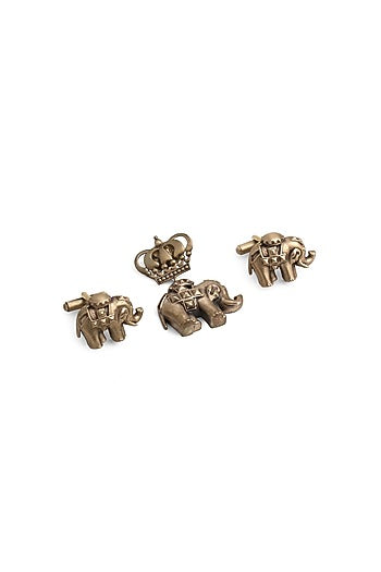 Antique Gold Elephant Cufflinks With Brooch
