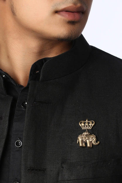 Antique Gold Elephant Cufflinks With Brooch