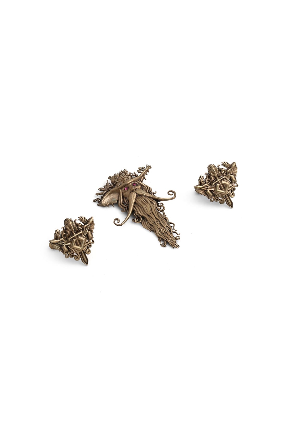Antique Gold Cufflinks With Brooch
