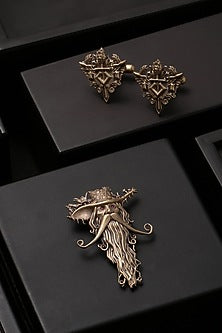 Antique Gold Cufflinks With Brooch