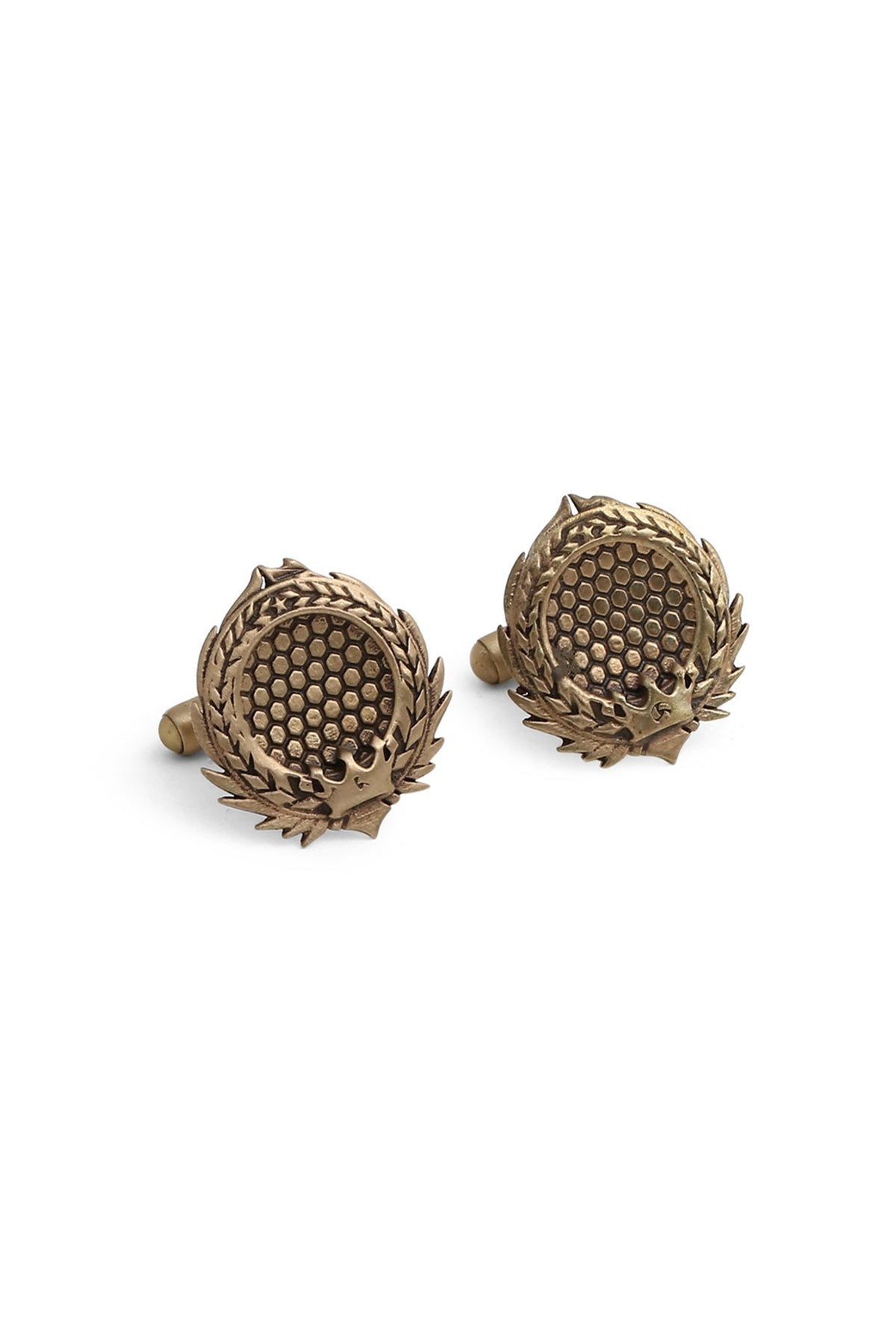 Antique Gold Throne Cufflinks With Brooch