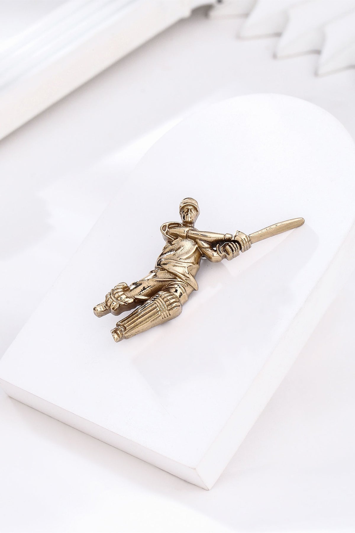 Gold Brass MS Dhoni Brooch