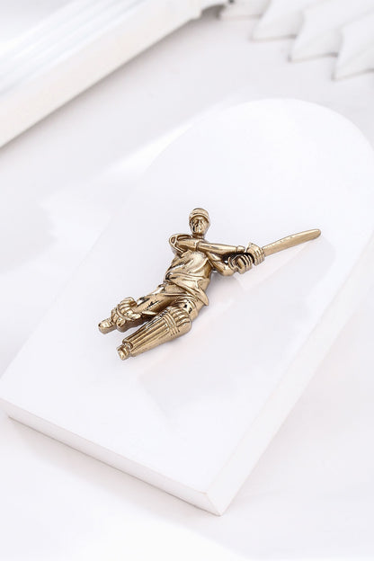 Gold Brass MS Dhoni Brooch