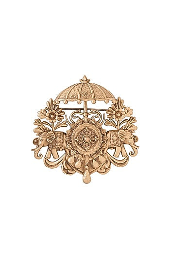 Oxidised Antique Gold Majestic Elephant Brooch