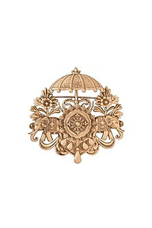 Oxidised Antique Gold Majestic Elephant Brooch
