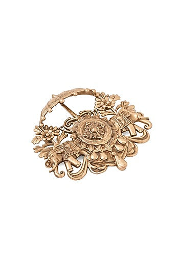 Oxidised Antique Gold Majestic Elephant Brooch