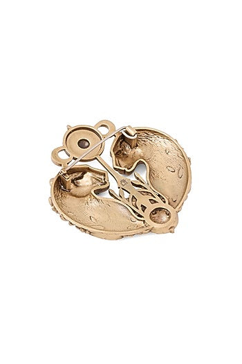 Oxidised Antique Gold Panther Emblem Brooch