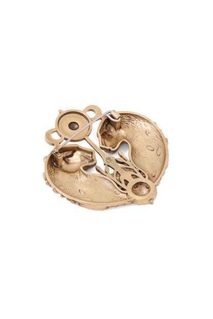 Oxidised Antique Gold Panther Emblem Brooch