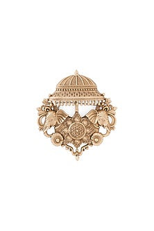 Oxidised Antique Gold Regal Elephant Canopy Brooch