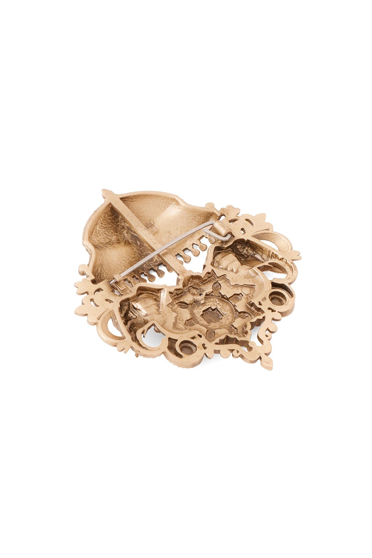 Oxidised Antique Gold Regal Elephant Canopy Brooch
