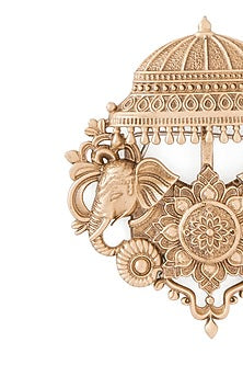 Oxidised Antique Gold Regal Elephant Canopy Brooch