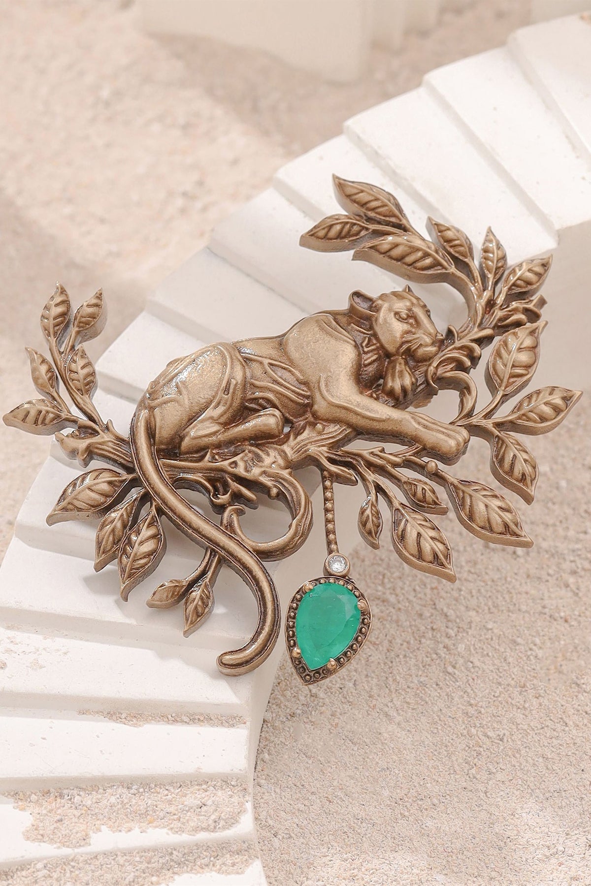 Oxidised Antique Gold Majestic Panther Power Brooch