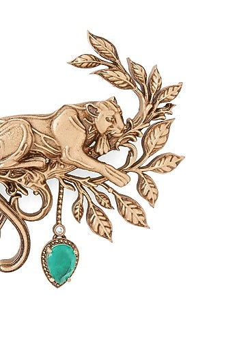 Oxidised Antique Gold Majestic Panther Power Brooch