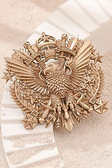 Oxidised Antique Gold Imperial Eagle Emblem Brooch