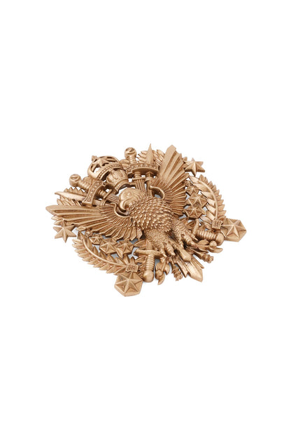 Oxidised Antique Gold Imperial Eagle Emblem Brooch