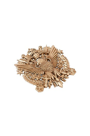 Oxidised Antique Gold Imperial Eagle Emblem Brooch