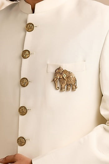 Oxidised Antique Gold Royal Maharaja Elephant Brooch