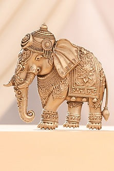 Oxidised Antique Gold Royal Maharaja Elephant Brooch